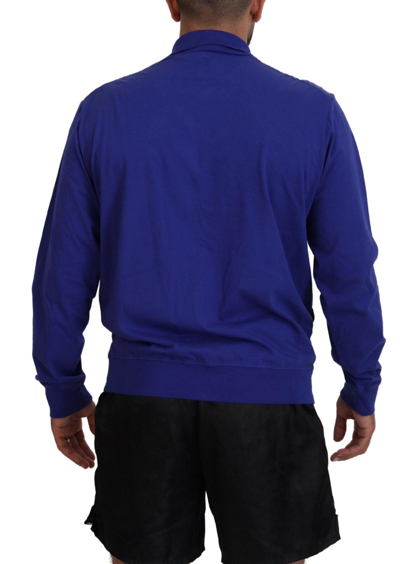 Dsquared² Blauer Baumwollpullover mit Kragen und durchgehendem Reißverschluss für Männer