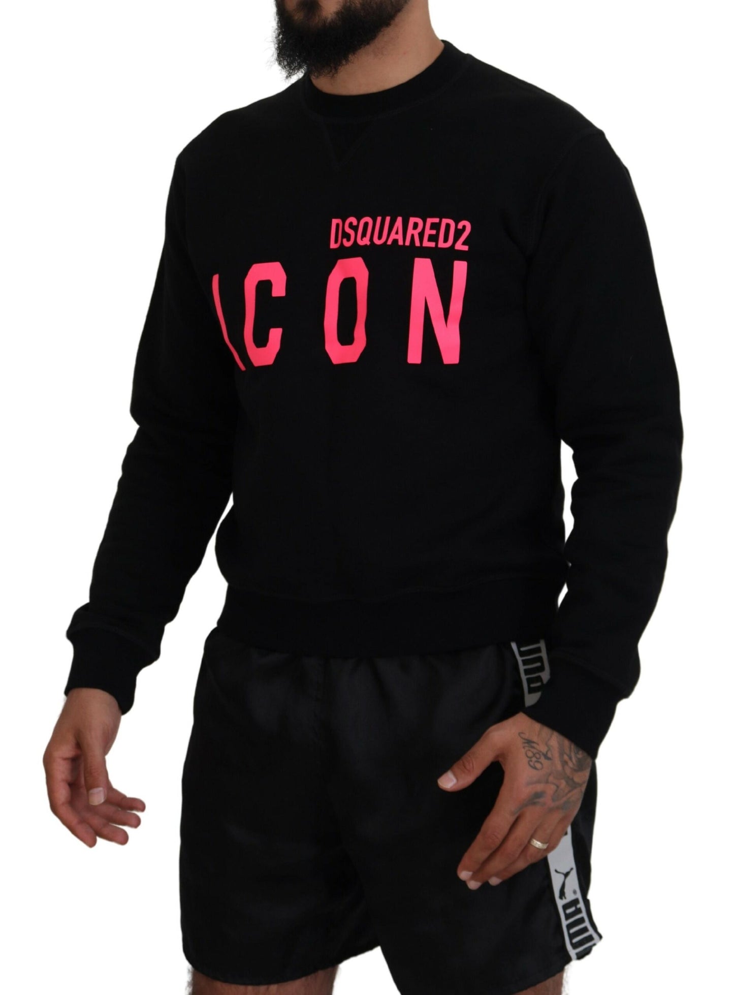 Dsquared² Schwarzer bedruckter Pullover mit langen Ärmeln