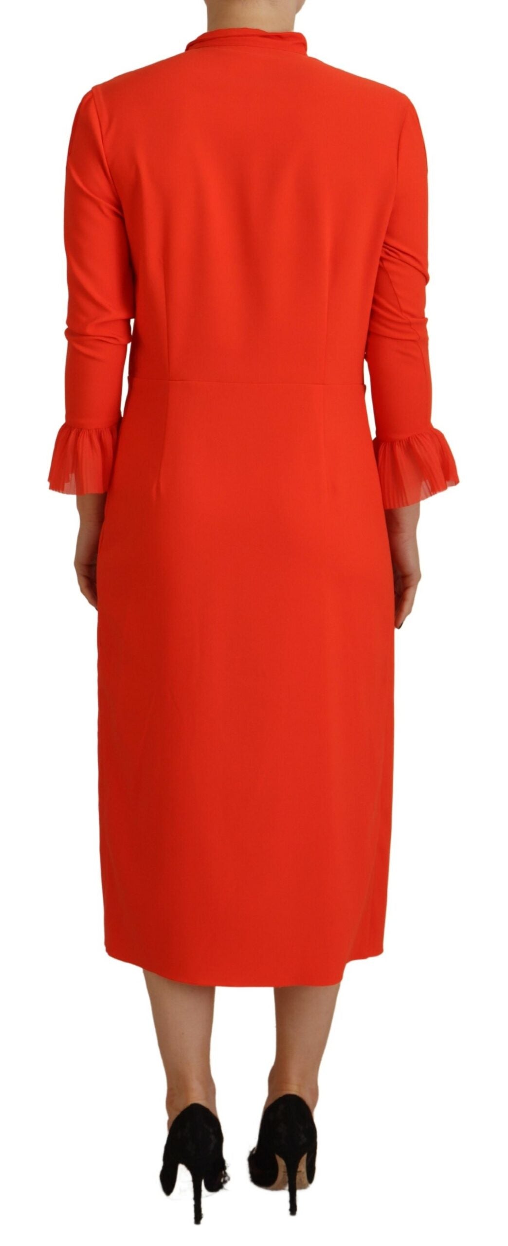 Dsquared² Rotes Polyester Midikleid mit langen Ärmeln und Falten