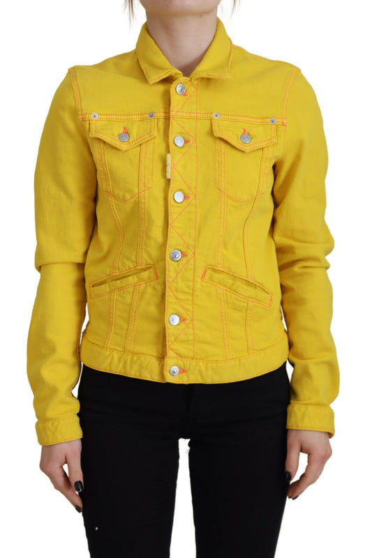 Dsquared² Gelbe langärmelige Jeansjacke mit Kragen