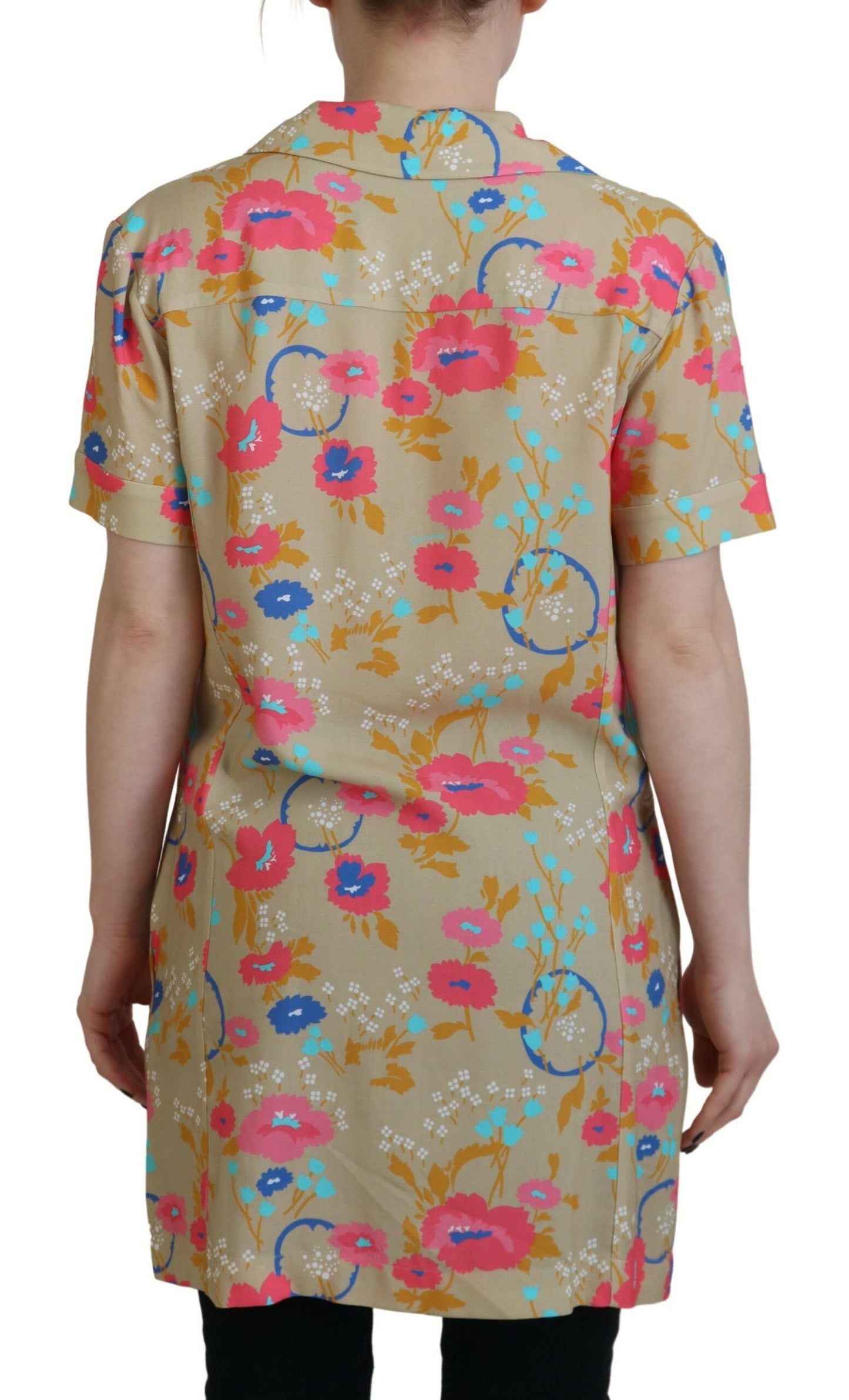 Dsquared² Mehrfarbig bedrucktes Blusentop mit Knopfleiste und langer Front