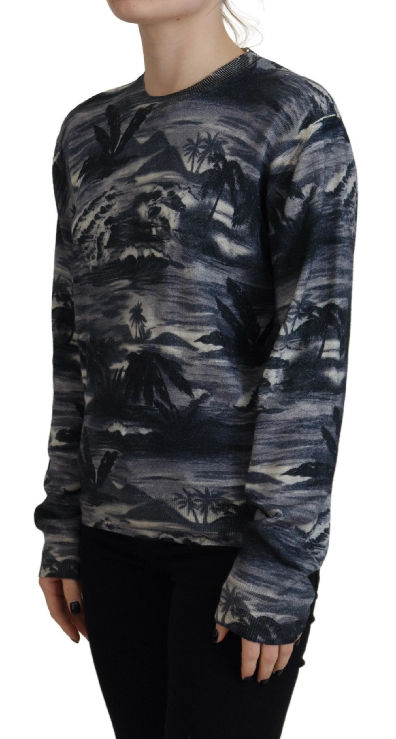Dsquared² Schwarzer langärmeliger Pullover mit Donnerhimmel-Aufdruck