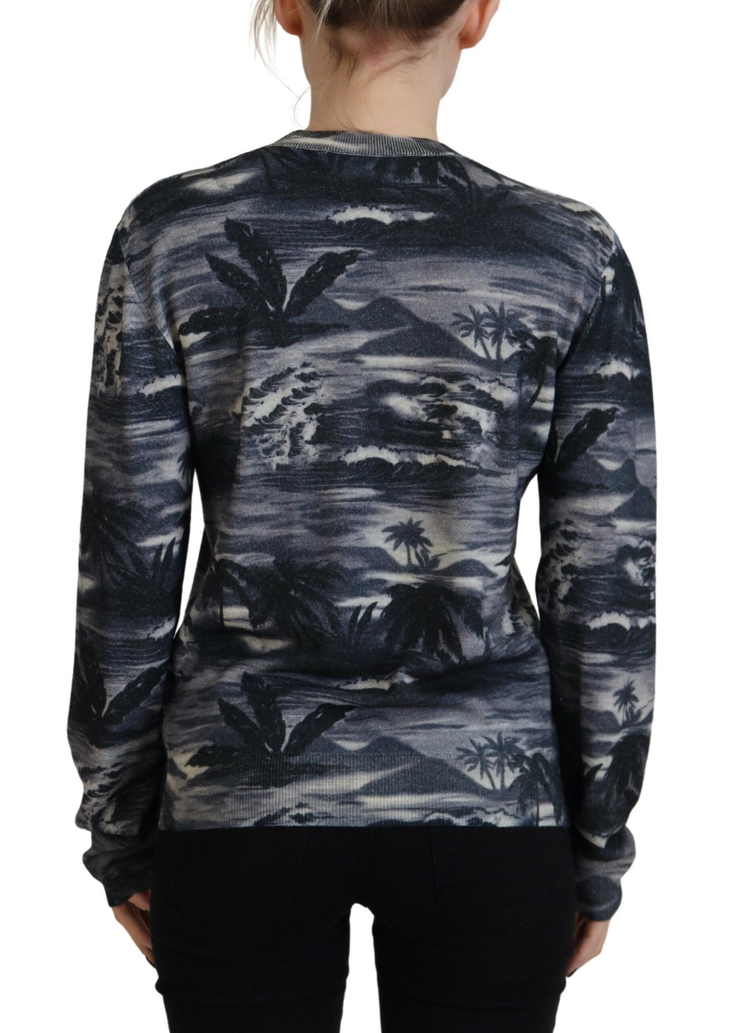 Dsquared² Schwarzer langärmeliger Pullover mit Donnerhimmel-Aufdruck