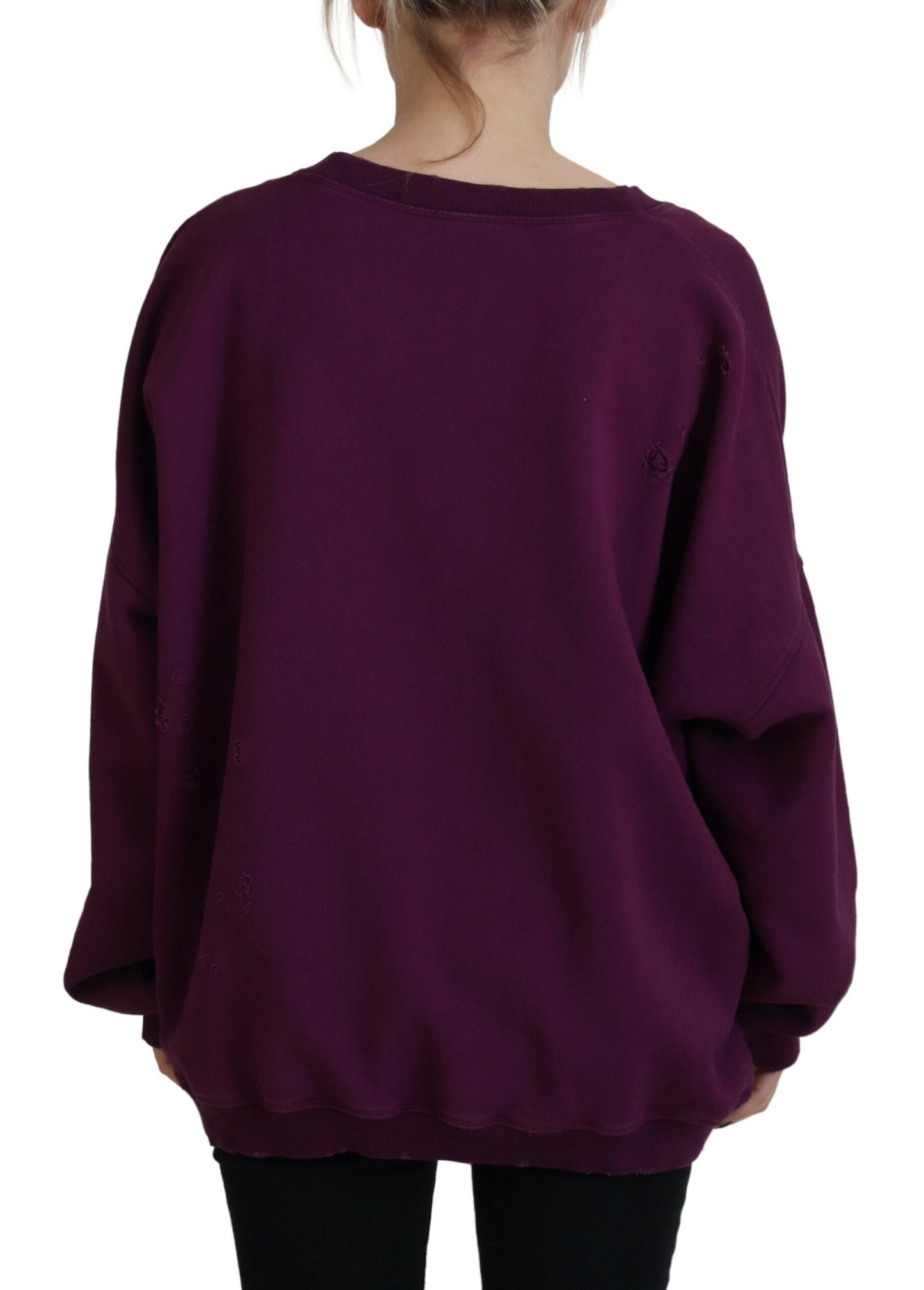 Dsquared² Lila Baumwollpullover mit bedruckten langen Ärmeln