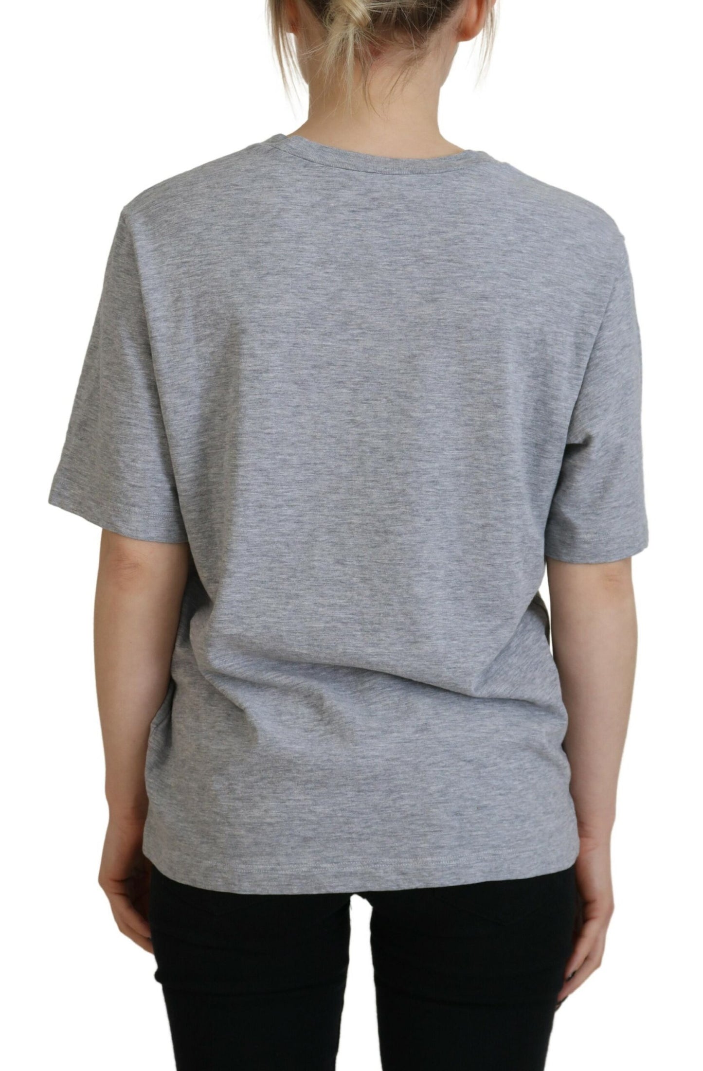 Dsquared² Graues Logo Baumwoll-Crewneck-T-Shirt mit kurzen Ärmeln