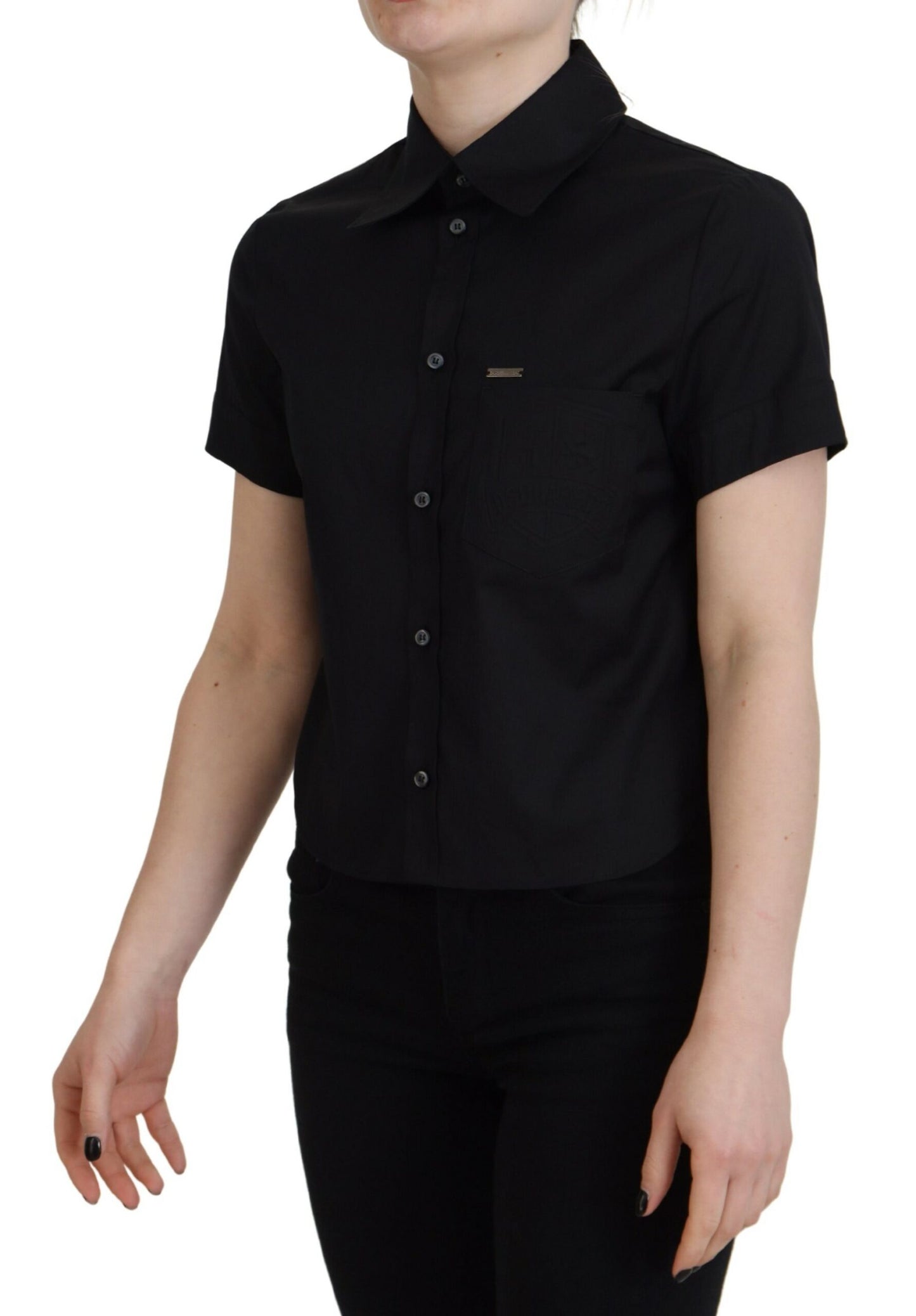 Dsquared² Schwarzes Polohemd mit Knopfleiste und kurzen Ärmeln