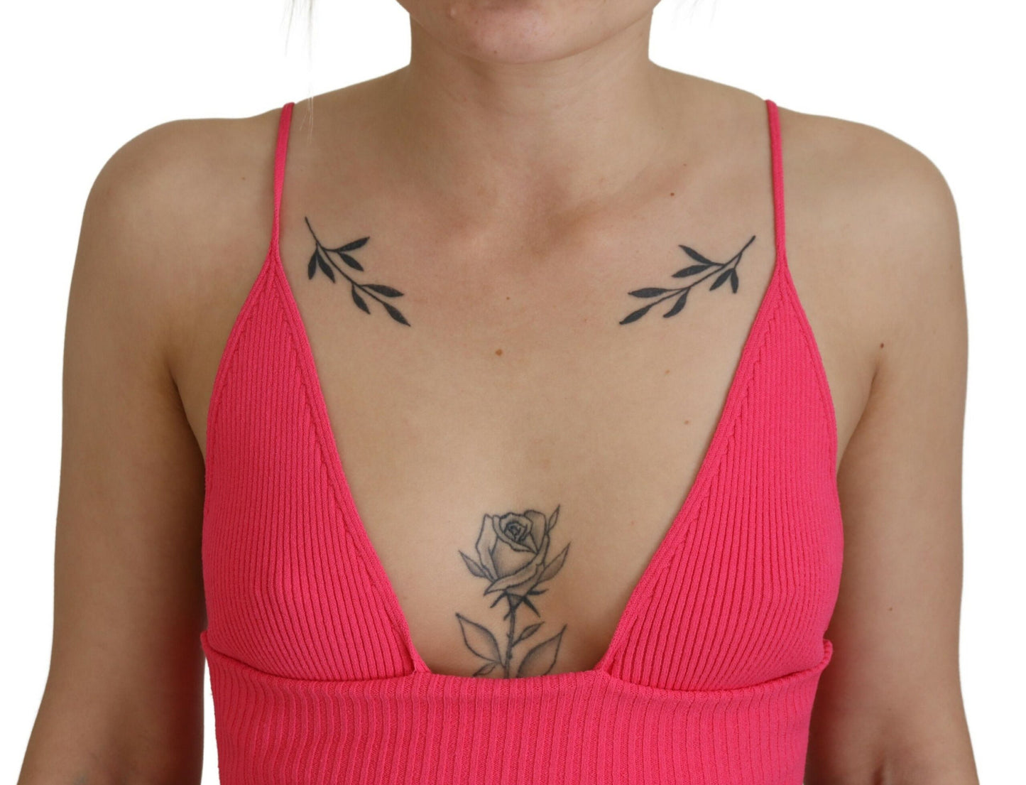 Dsquared² Rosa Rippenstrick-BH mit Spaghettiträgern