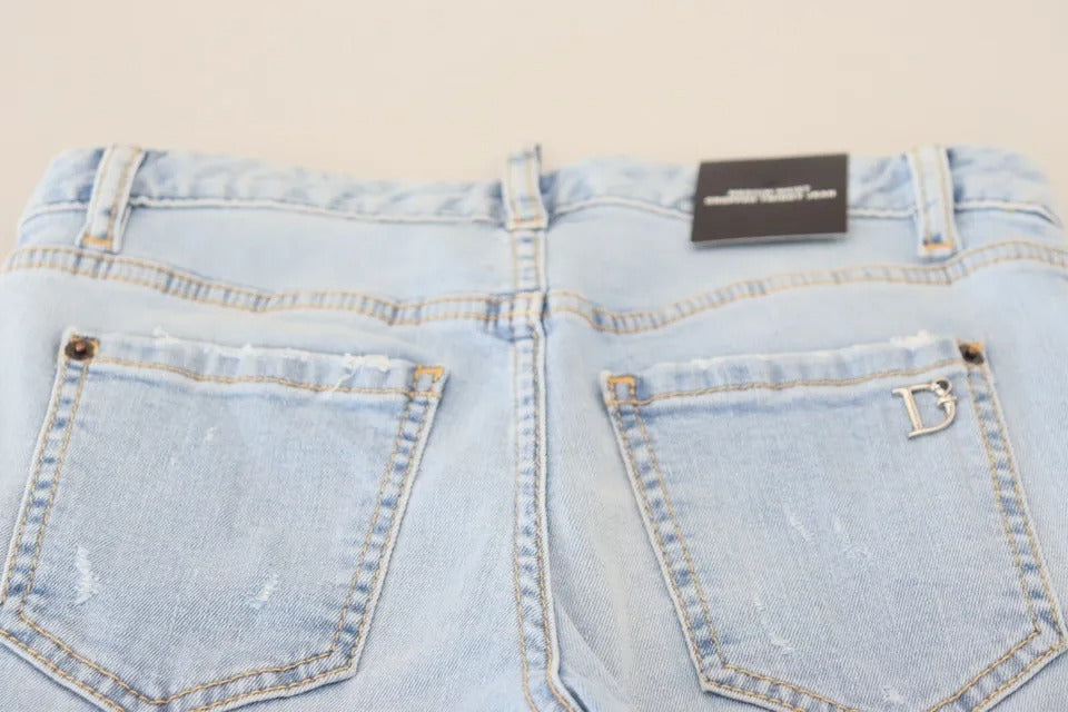 Dsquared² Blaue zerfledderte Twiggy Denim Jeans mit mittlerer Taille