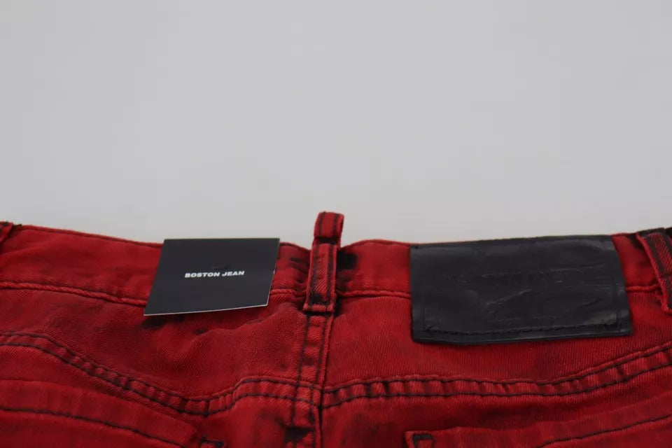 Dsquared² Rote Stretch-Skinny-Hose aus Baumwolle mit niedriger Taille