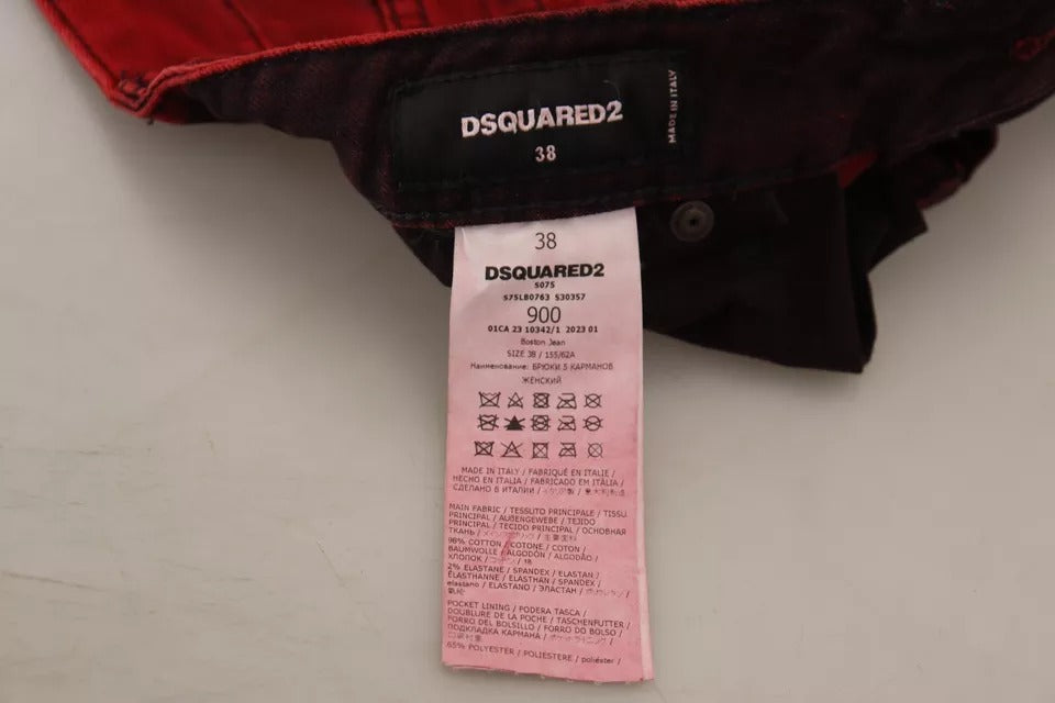 Dsquared² Rote Stretch-Skinny-Hose aus Baumwolle mit niedriger Taille