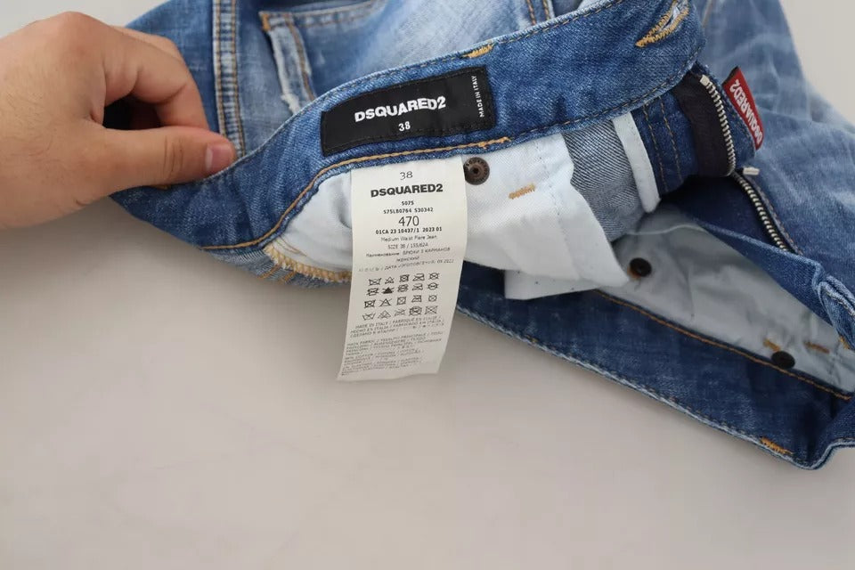 Dsquared² Blaue Denim-Jeans mit mittlerer Taille aus gewaschener Baumwolle