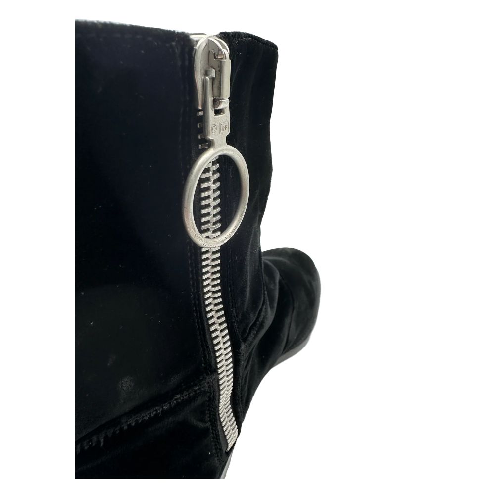Off-White Schwarze Kalbsleder Damenstiefelette
