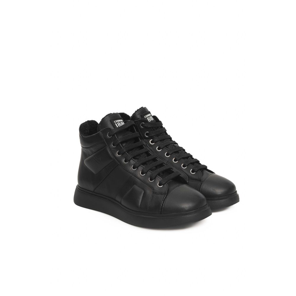 Cerruti 1881 Schwarzes Rindsleder Damen Sneaker