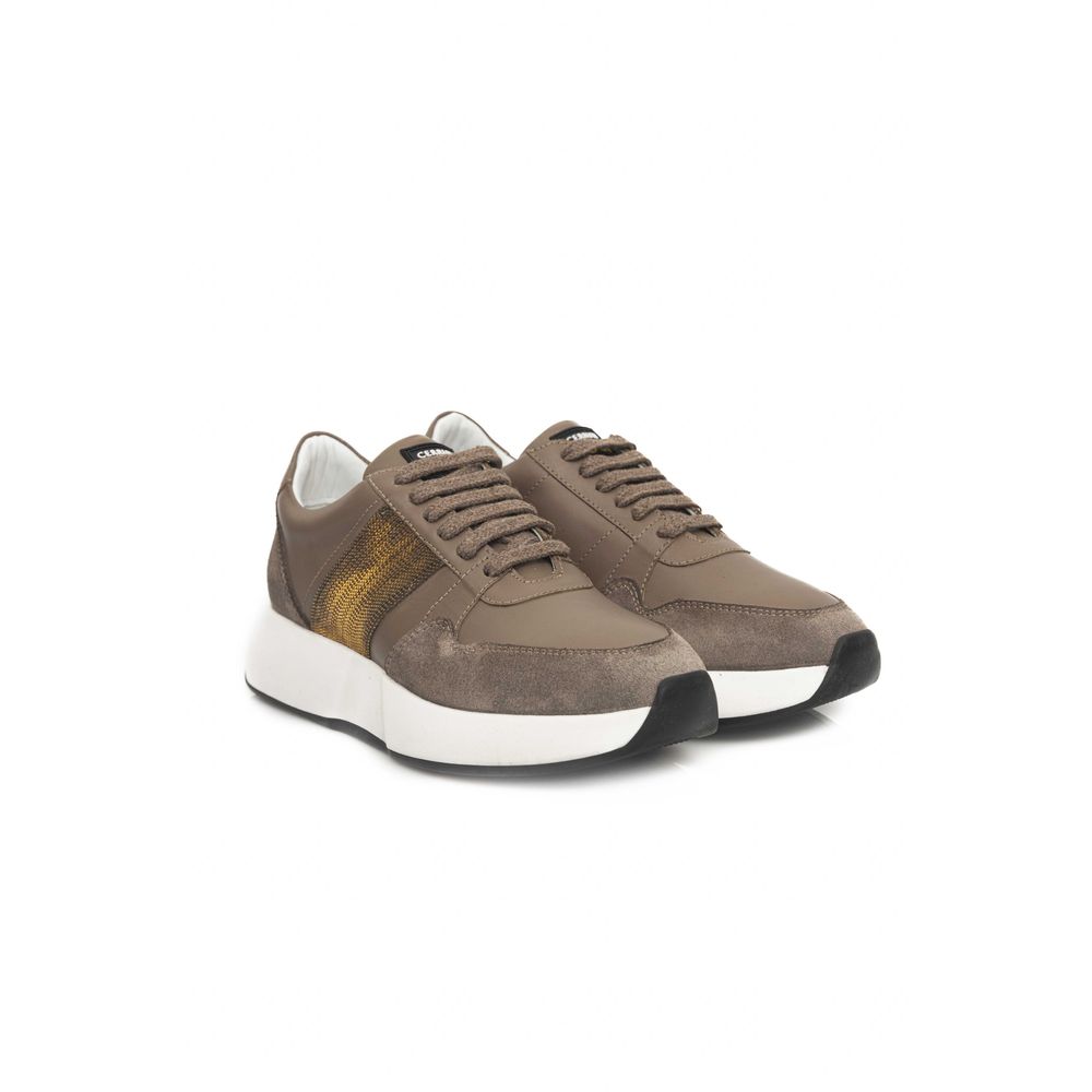 Cerruti 1881 Beige Rindsleder Damen Sneaker