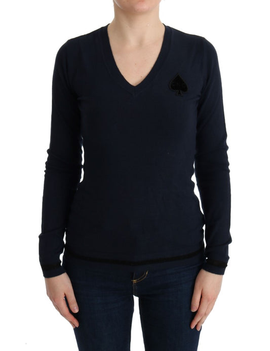 Costume National Blauer Pullover mit V-Ausschnitt aus Viskose