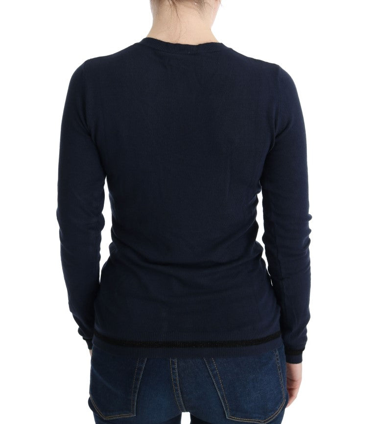 Costume National Blauer Pullover mit V-Ausschnitt aus Viskose