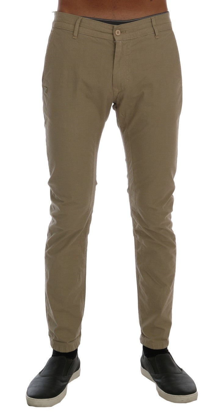 Daniele Alessandrini Beige Baumwolle Stretch Slim Fit Chinos