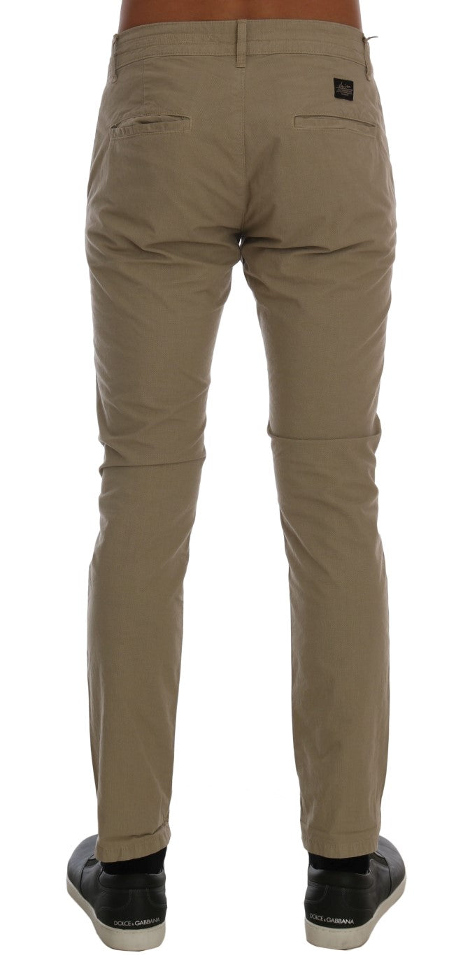 Daniele Alessandrini Beige Baumwolle Stretch Slim Fit Chinos