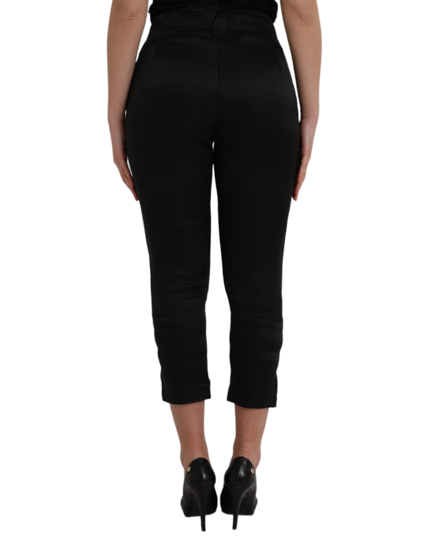 Ermanno Scervino Schwarze Capri-Hose mit hoher Taille und verkürzter Hose