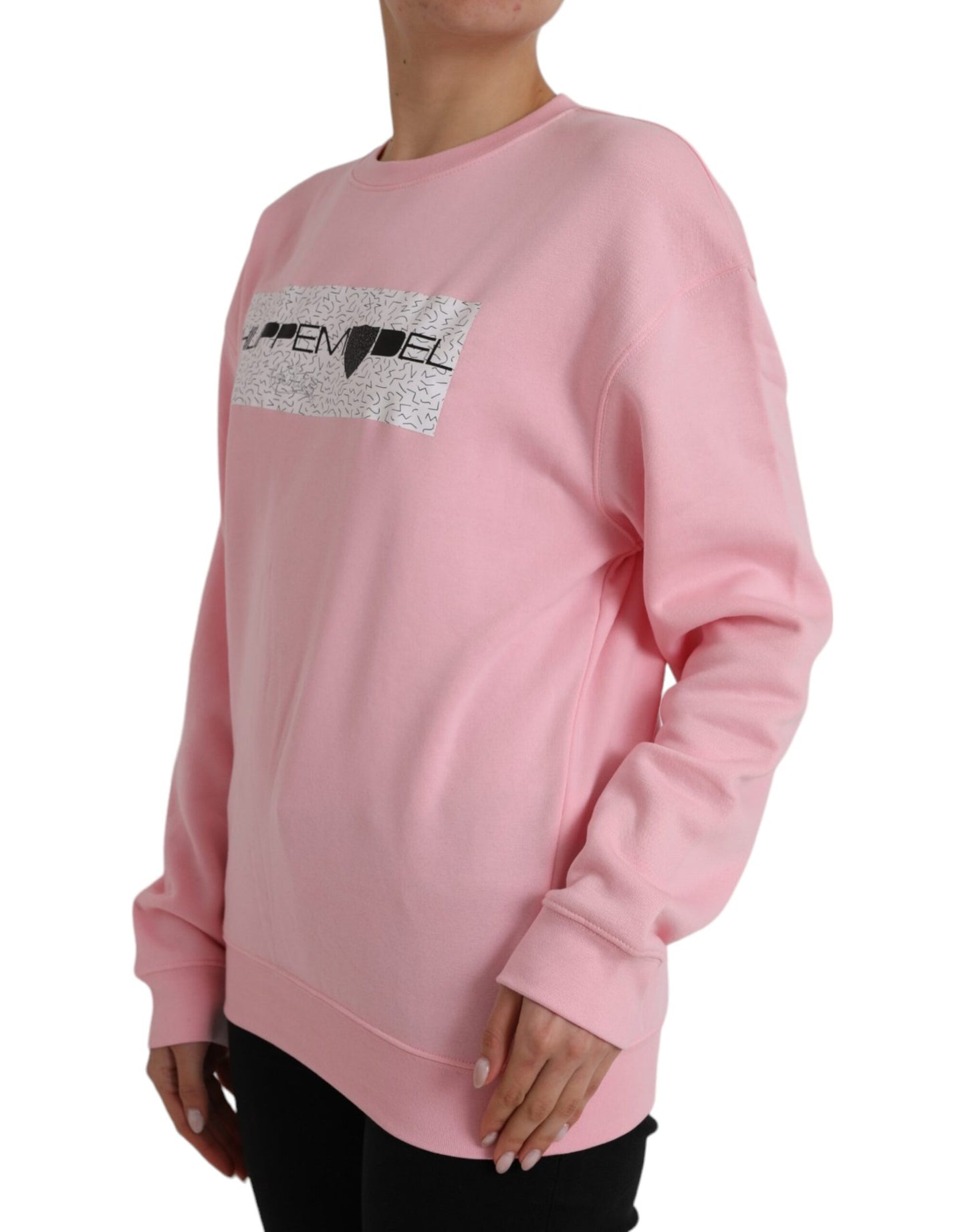 Philippe Model Rosa Baumwoll-Logo-Druck Pullover mit langen Ärmeln