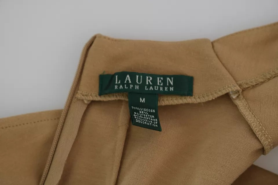 Ralph Lauren Braunes knielanges V-Ausschnitt-Shift-Kleid aus Viskose