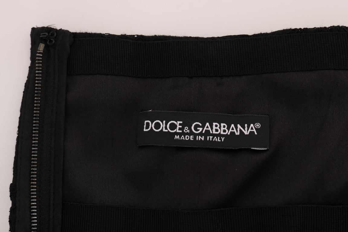 Dolce & Gabbana Schwarzer Rock mit floralem Ausschnitt aus Spitze in A-Linie