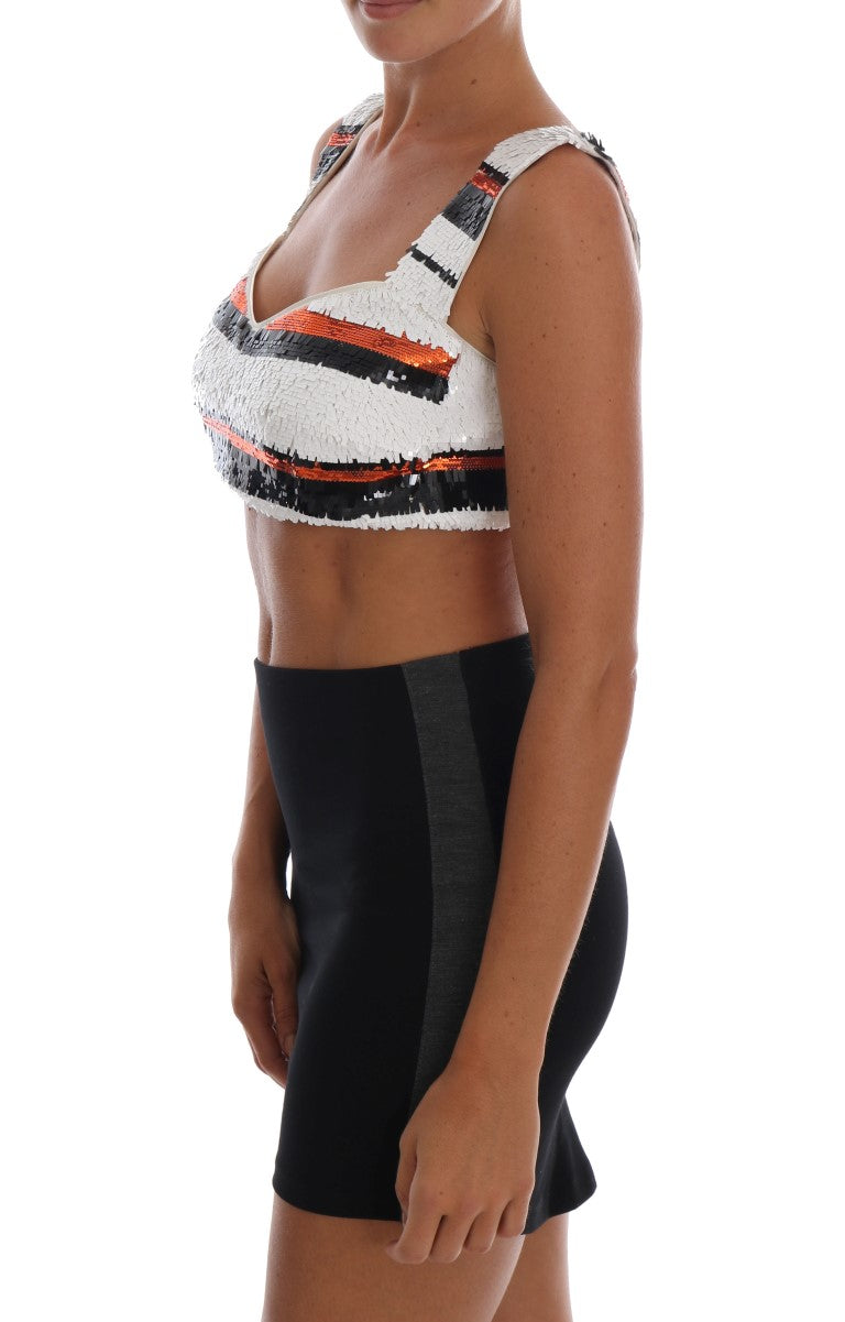 Dolce & Gabbana Multicolor Paillettenbesetztes Stretch-Bustier-Top