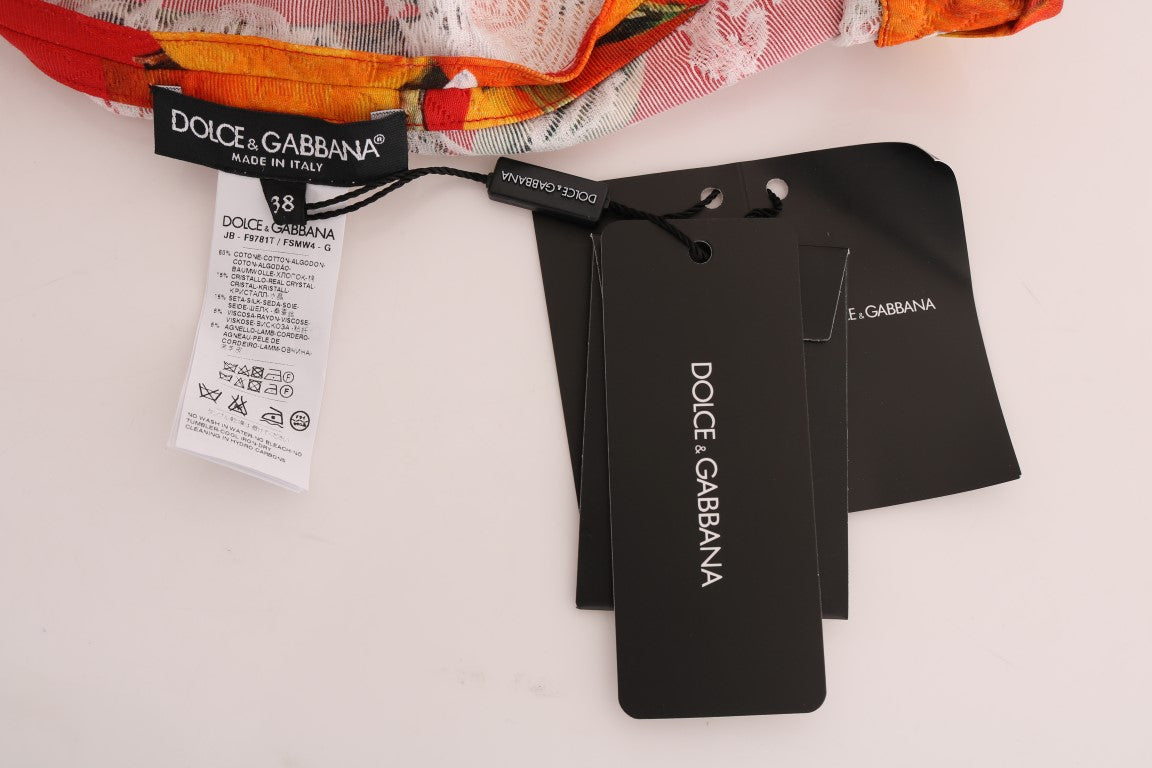 Dolce & Gabbana Orangefarbene Bluse mit Kristallverzierung