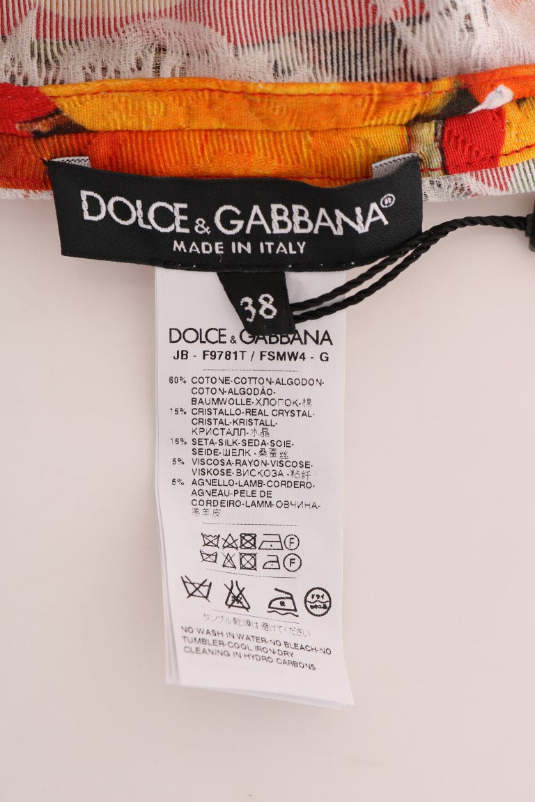 Dolce & Gabbana Orangefarbene Bluse mit Kristallverzierung