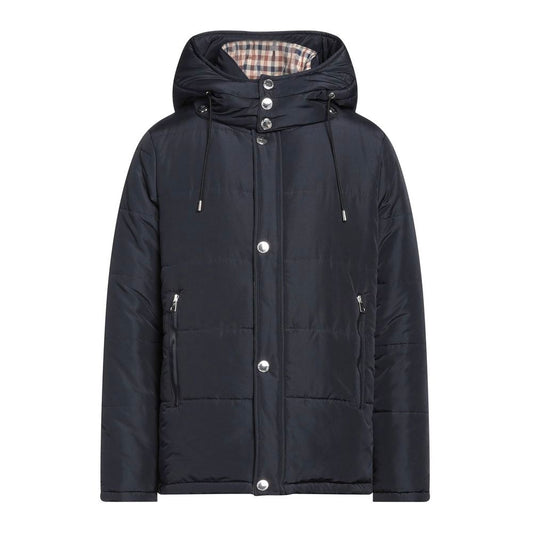 Aquascutum Elegante blaue Jacke mit abnehmbarer Kapuze