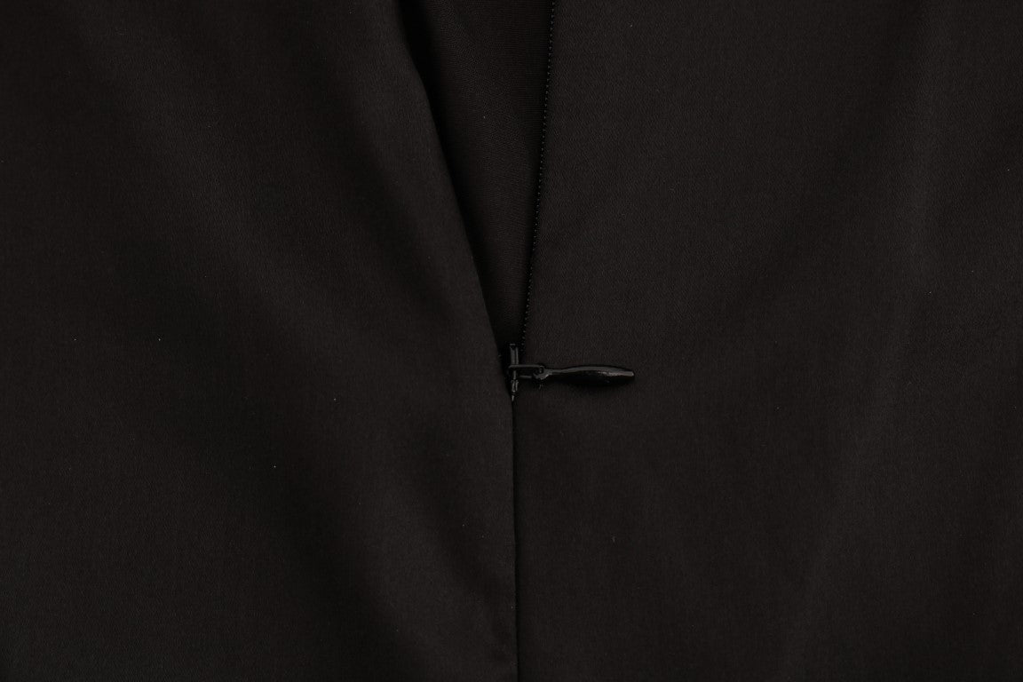 Dolce & Gabbana Schwarzes Seidennetz-Top mit floraler Spitze