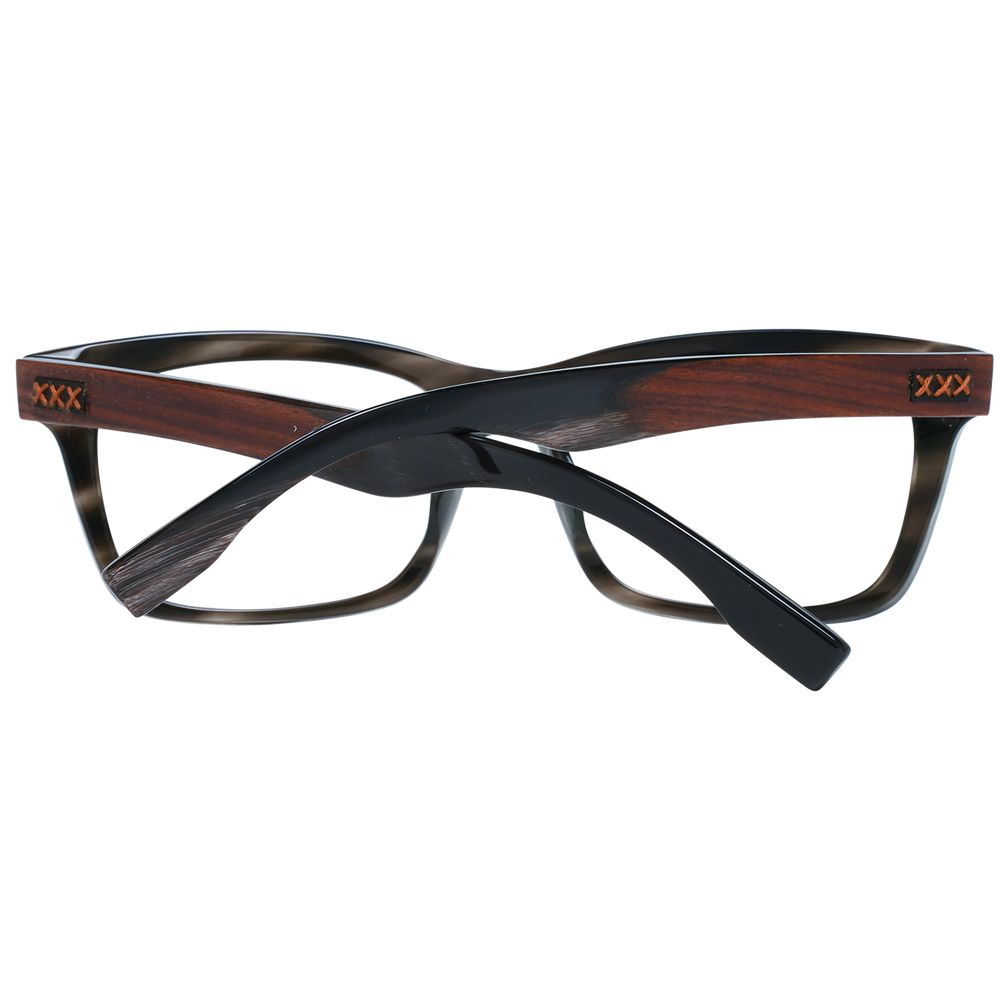 Ermenegildo Zegna Grau-Brille aus Acetat, Holz & Horn (Rahmen)