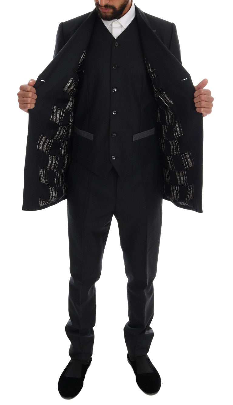 Dolce & Gabbana Grauer doppelreihiger 3-teiliger Anzug aus Wolle