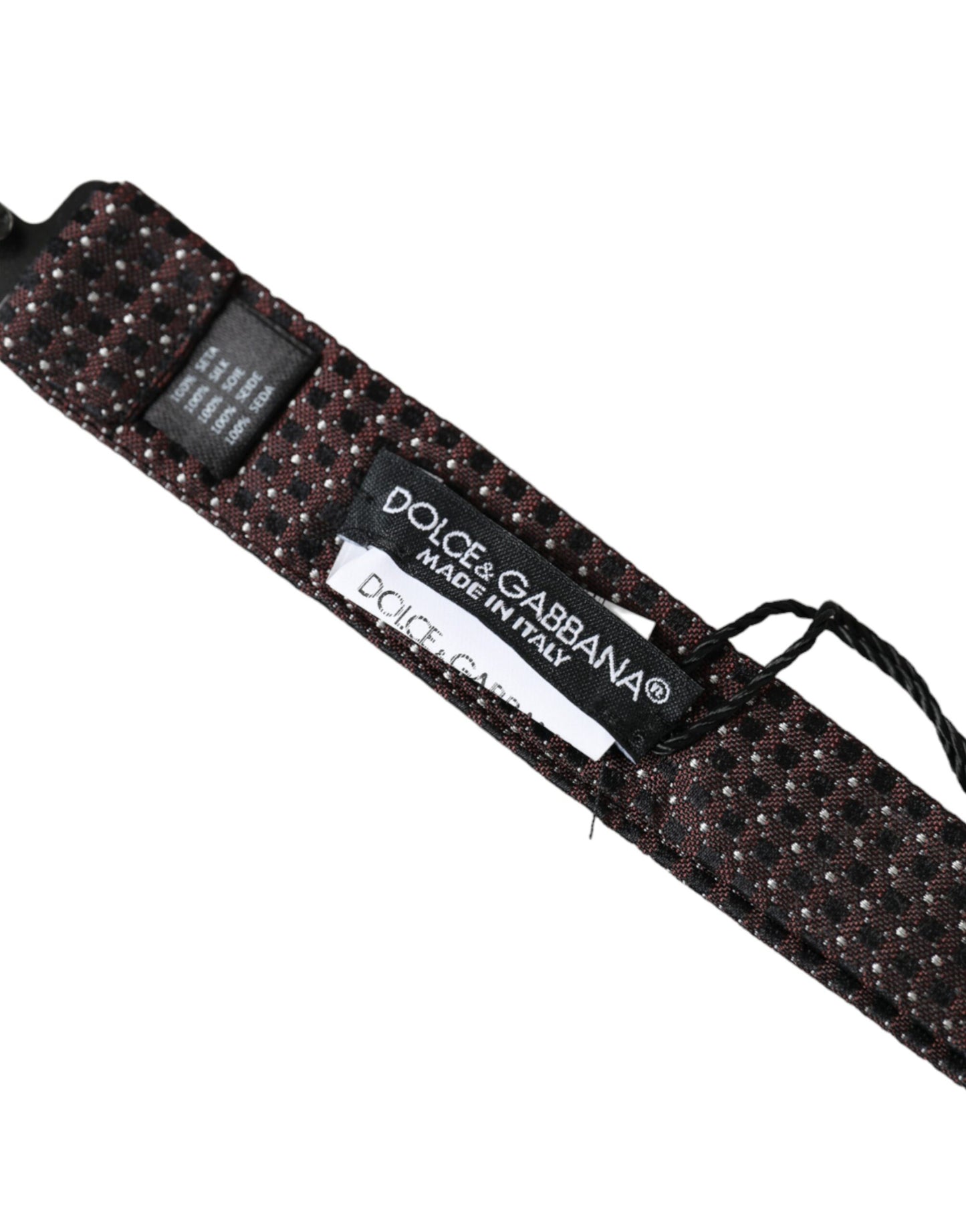 Dolce & Gabbana Braune Fantasie Seide Verstellbare Hals Männer Papillon Fliege