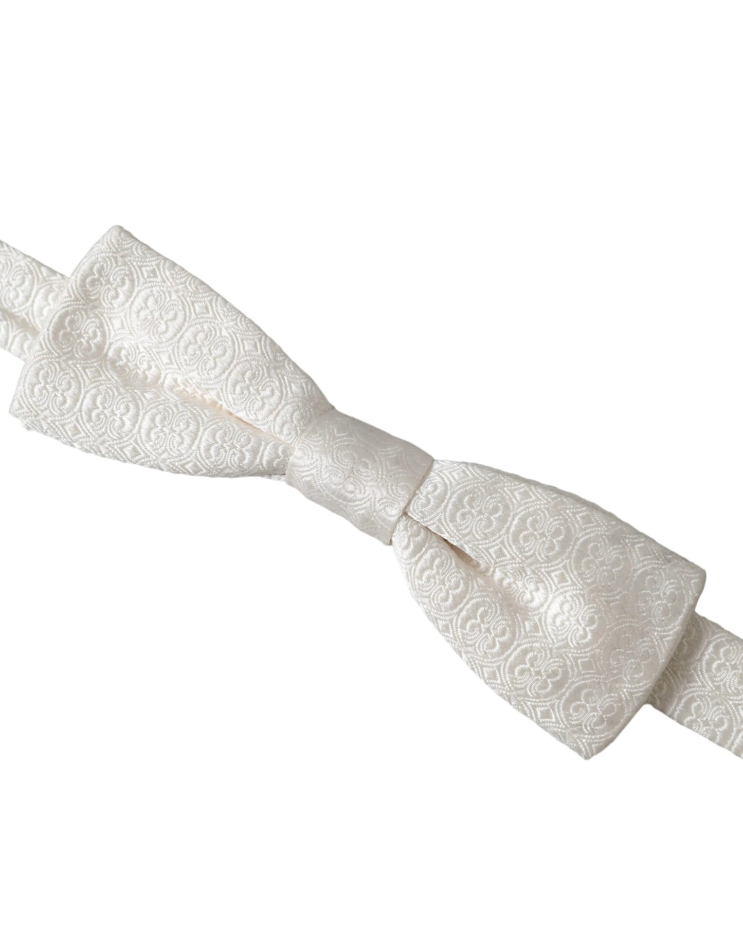 Dolce & Gabbana Weiße Seide gemustert Einstellbare Hals Männer Papillon Fliege