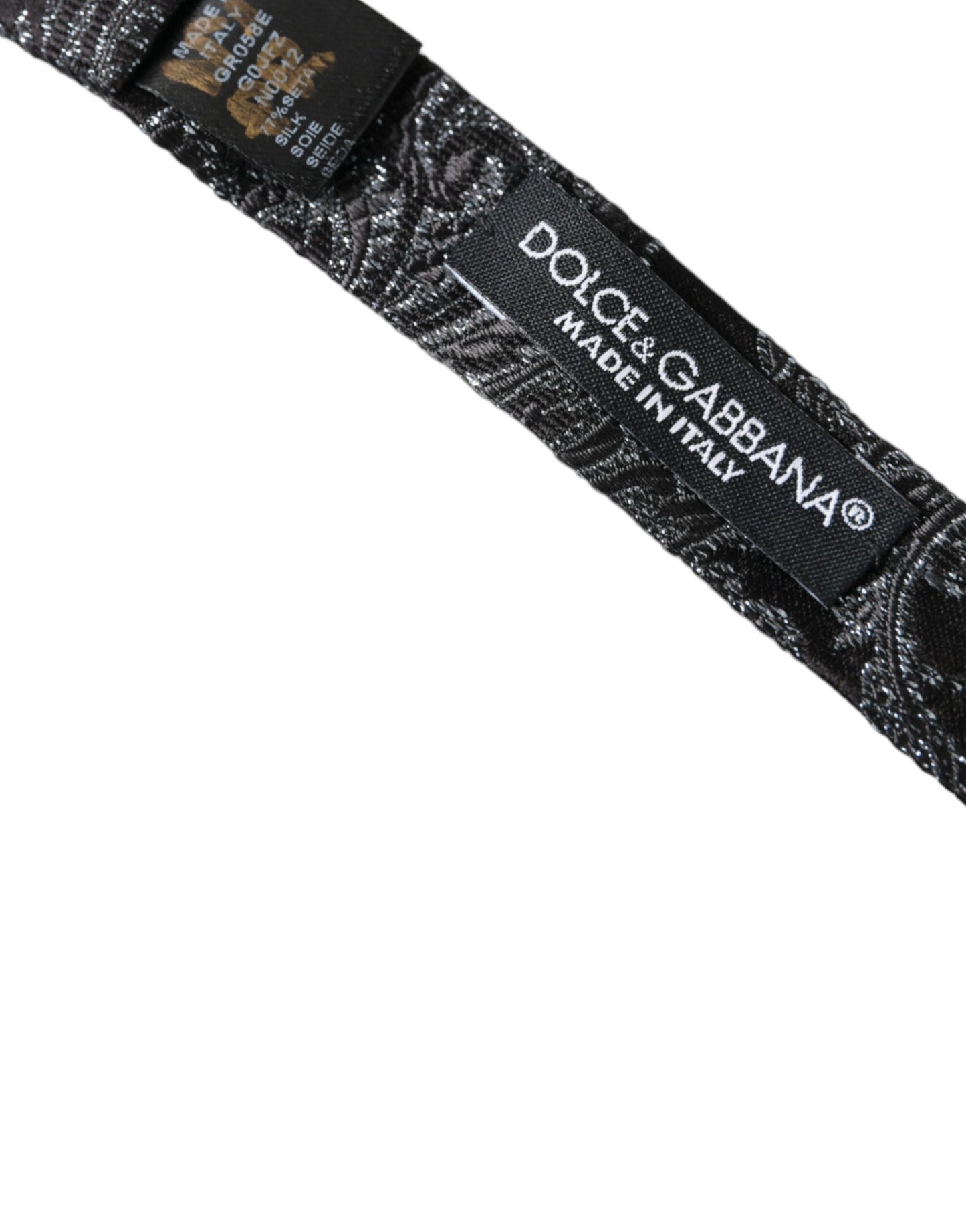 Dolce & Gabbana Schwarze Seiden-Jacquard verstellbare Hals Männer Fliege