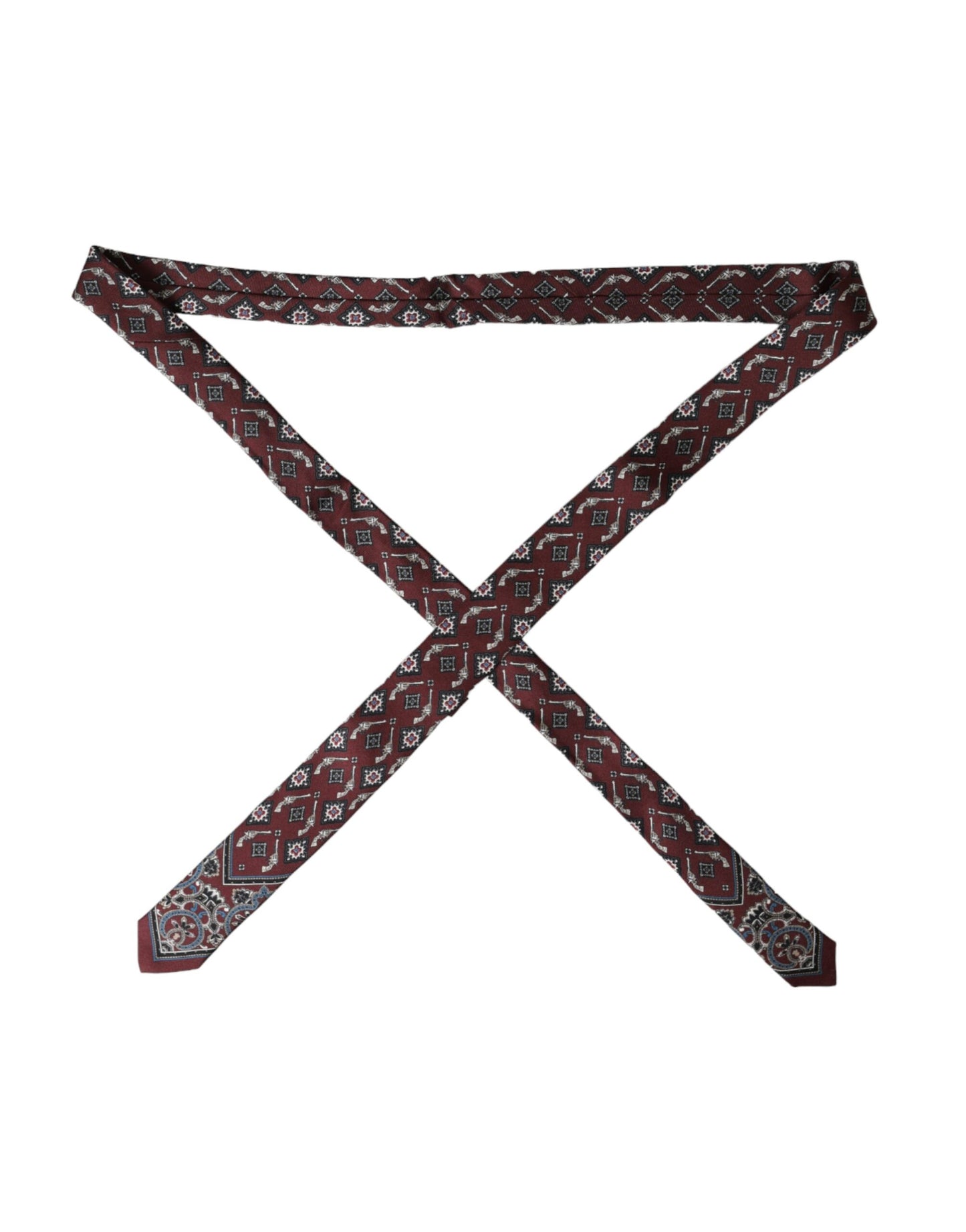 Dolce & Gabbana Bordeaux Bedruckte 100% Seide Verstellbare Herrenkrawatte