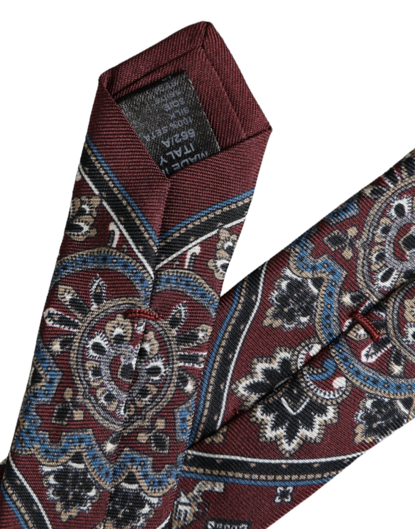 Dolce & Gabbana Bordeaux Bedruckte 100% Seide Verstellbare Herrenkrawatte