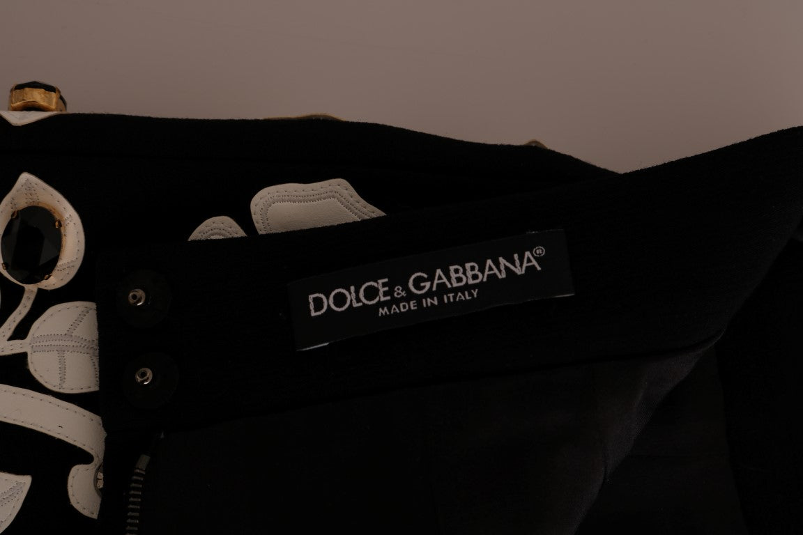 Dolce & Gabbana Schwarzer Crystal Floral Bleistiftrock