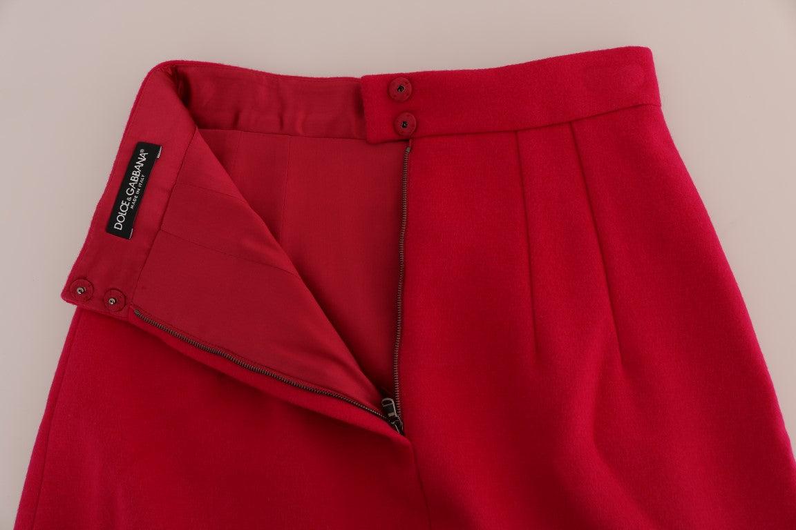 Dolce & Gabbana Knielanger A-Linien-Rock aus rosa Wolle