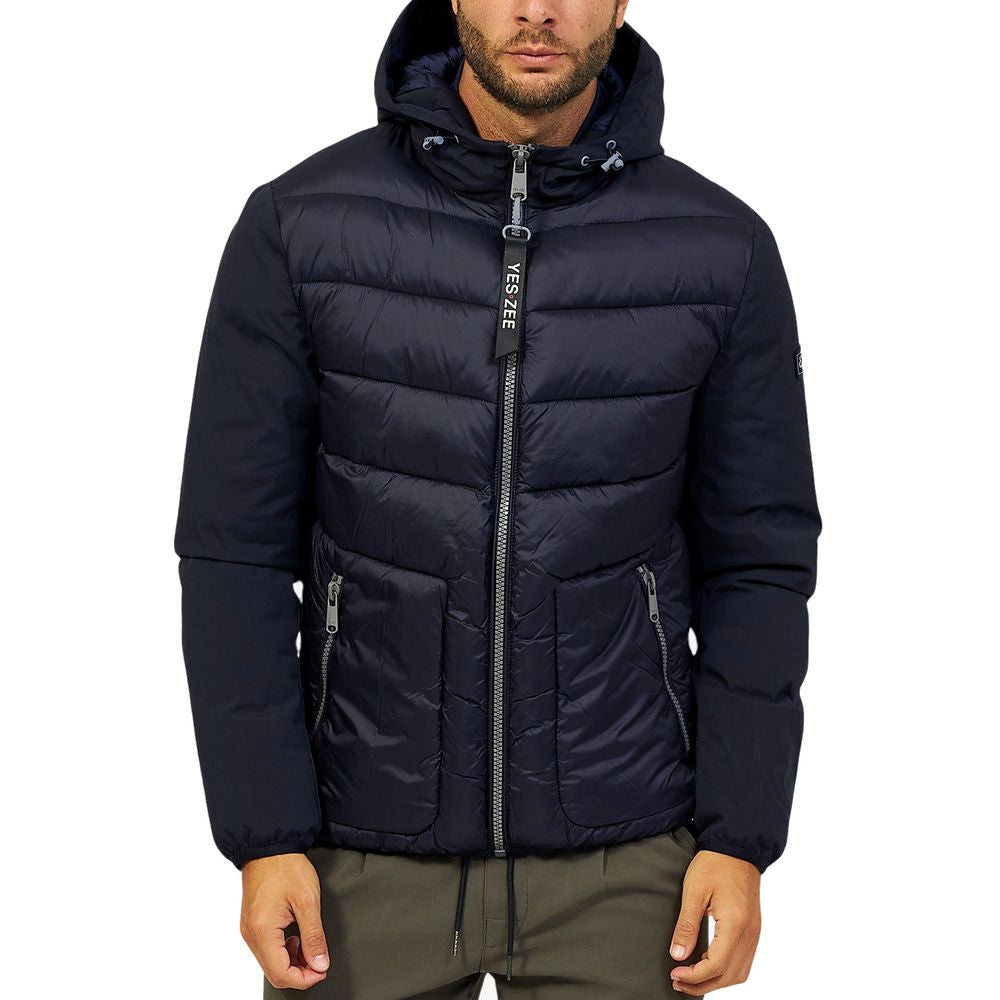 Yes Zee Blaue Nylon Herren Jacke