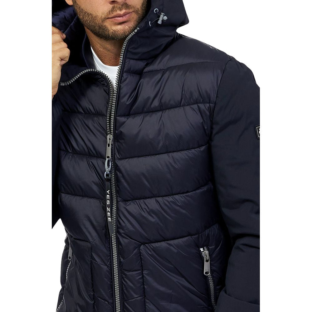 Yes Zee Blaue Nylon Herren Jacke