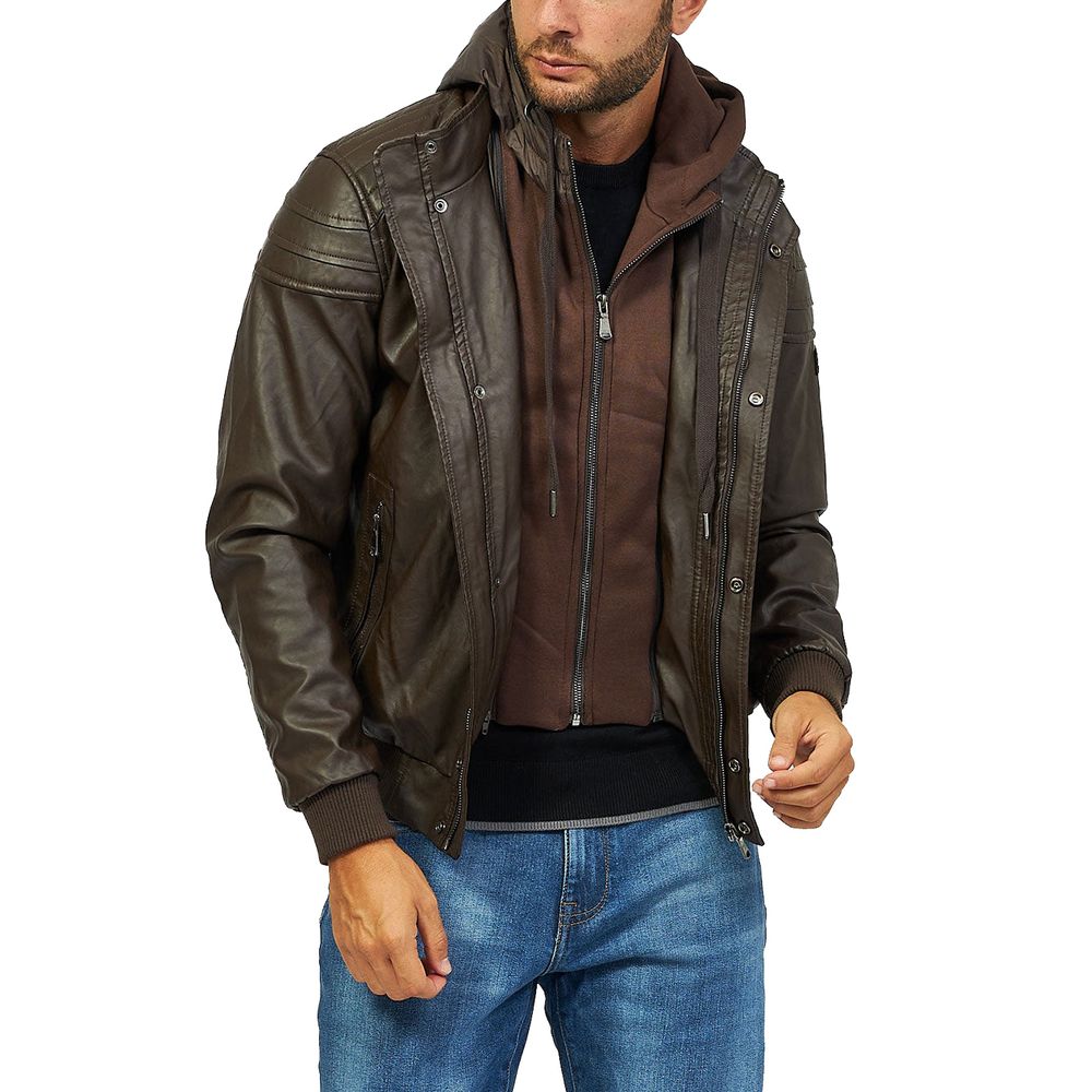 Yes Zee Braune Polyethylen Herrenjacke