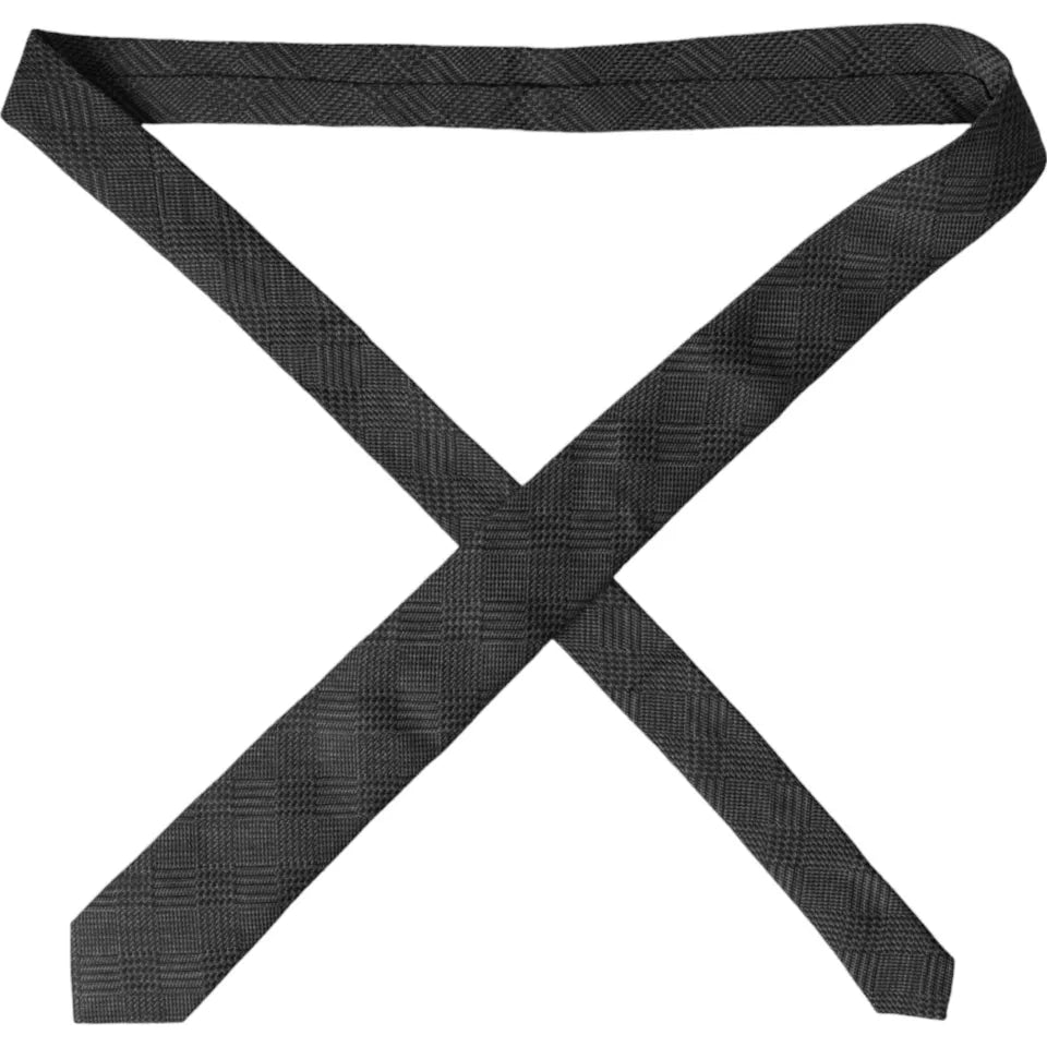 Dolce & Gabbana Dunkelgrau karierte gemusterte Seidenkrawatte für Männer, verstellbar