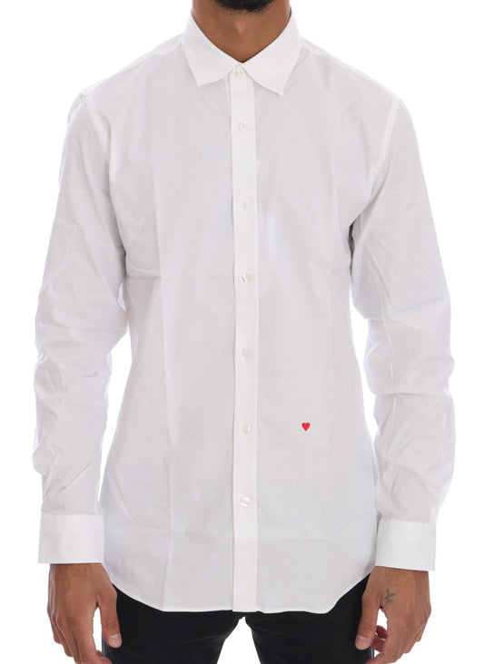 Moschino Weißes Baumwoll-Stretch-Hemd mit schmaler Passform
