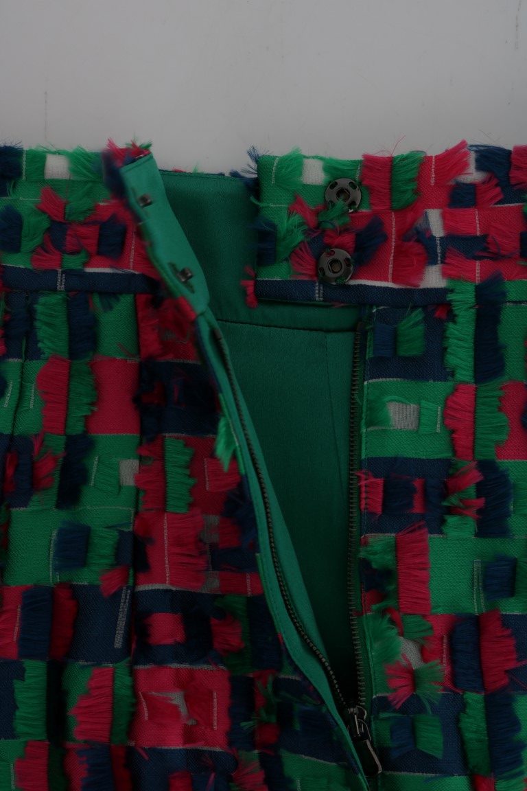 Dolce & Gabbana Rosa Grüner Jacquard-Bleistiftrock