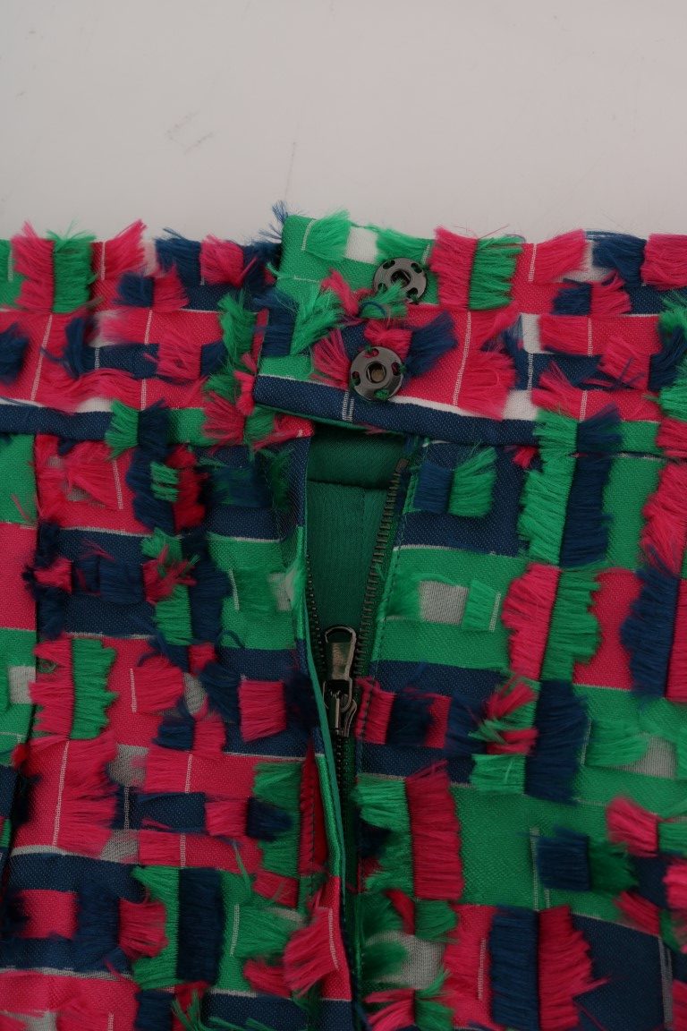 Dolce & Gabbana Rosa Grüner Jacquard-Bleistiftrock