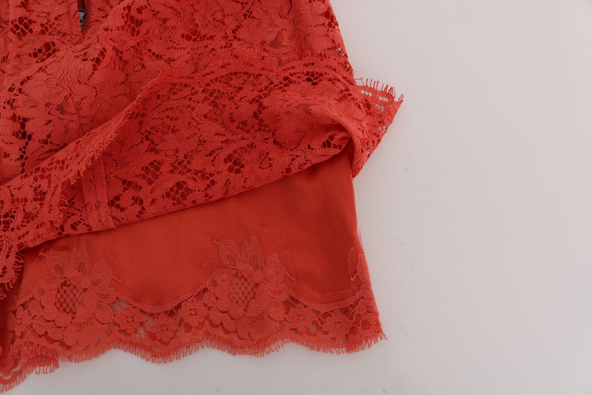 Dolce & Gabbana Orange Makramee-Spitzen-Bleistiftrock