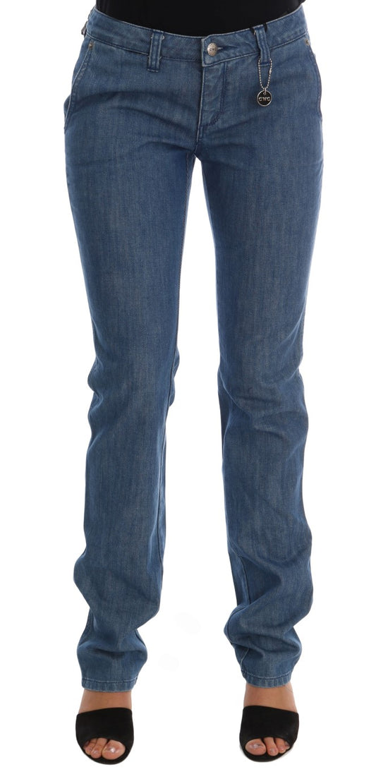 Costume National Blaue Waschung Baumwolle Slim Denim Jeans