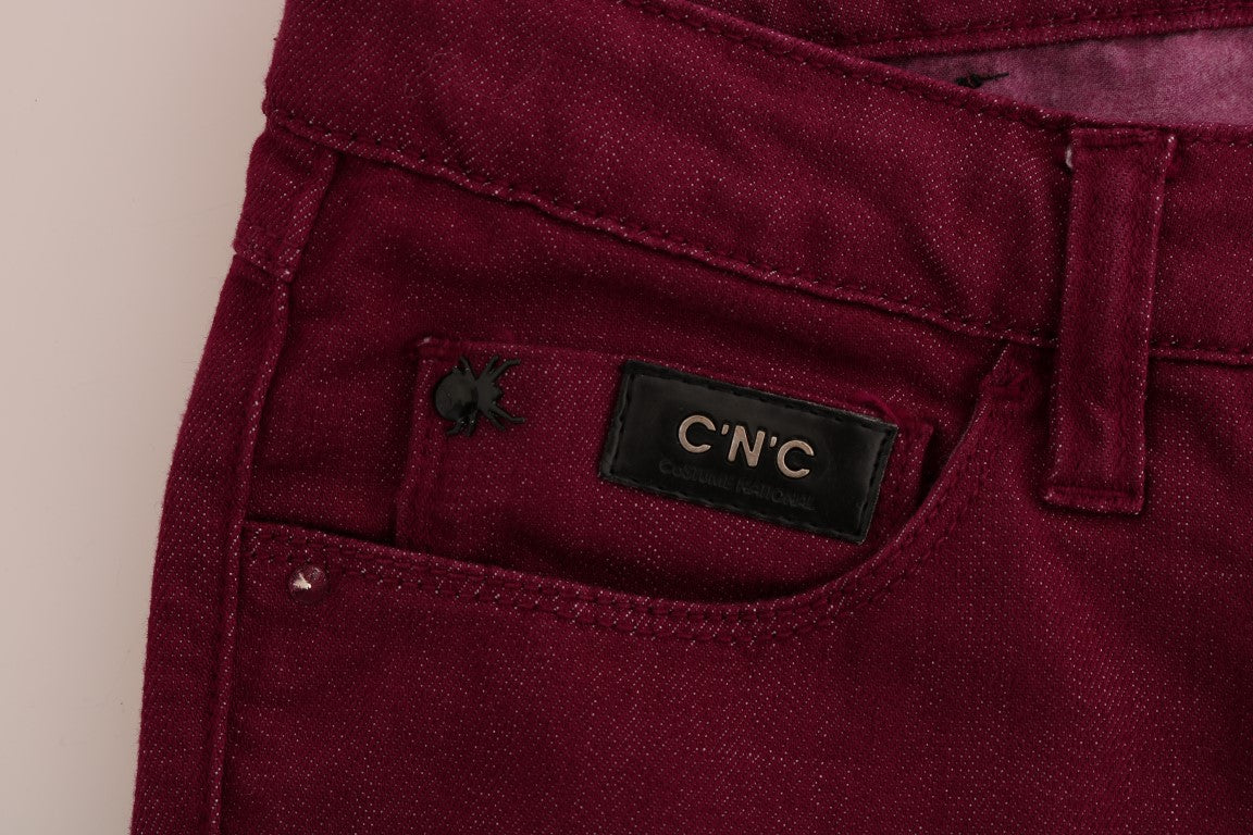 Costume National Rot gewaschene Cotton Stretch Denim Jeans